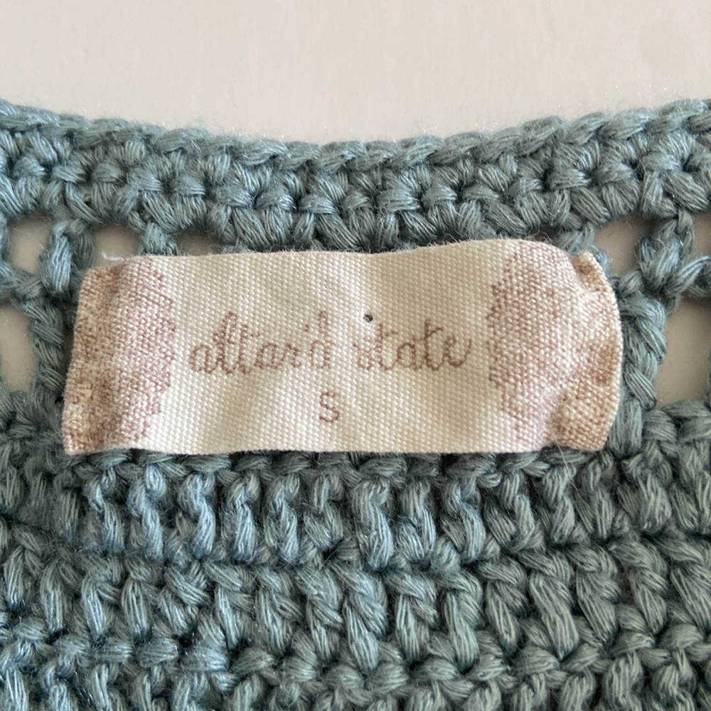 Altar’d State Teal Crochet Boho Festival Crop Tank Top 3446 - Picture 6 of 8
